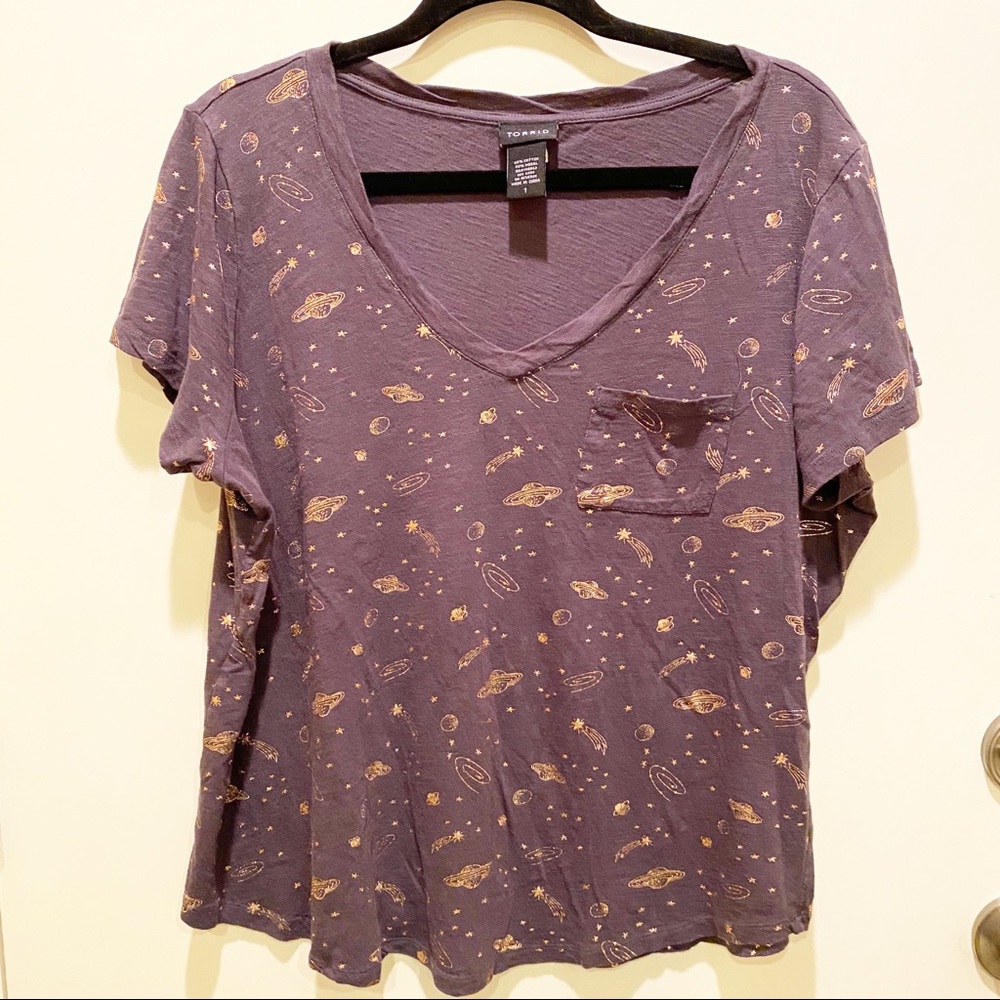 Torrid Gray-purplish constellation with gold tee